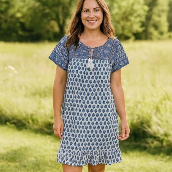 Cleobella Blue & White Floral Mini Dress - Picture 1 of 7